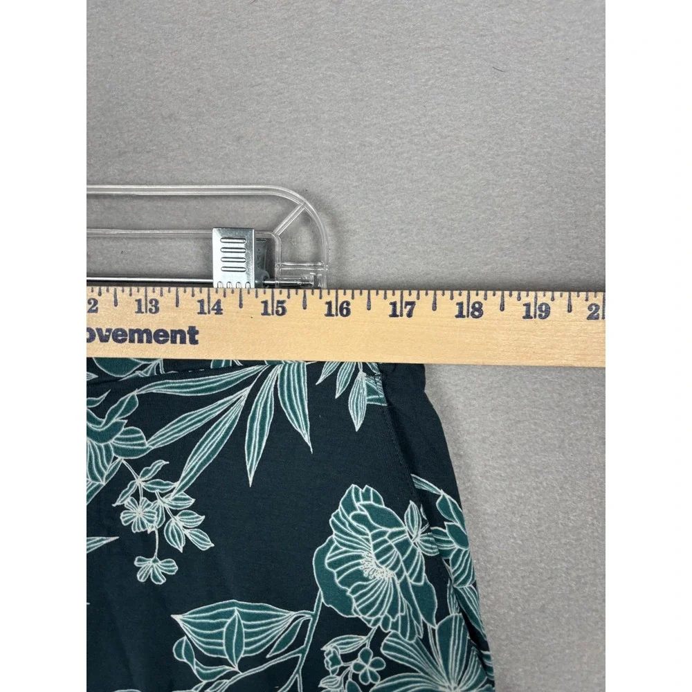 J Jill Wearever Shorts Womens Large Teal Floral Pull On Wide Leg Rayon Print